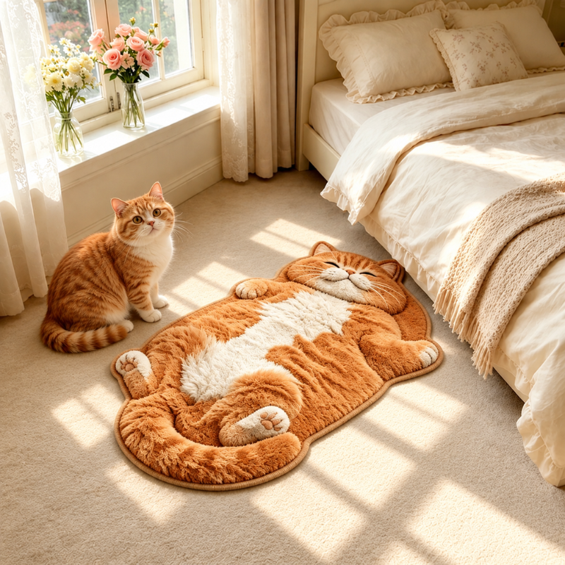 Chubby Tabby Cat Shaped Rug 🐱🤎