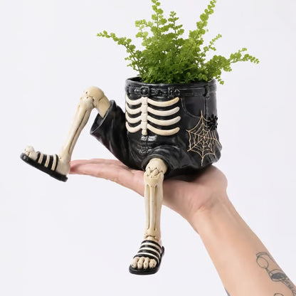 💀🎃Halloween Whimsical Hanging Leg Planter Hand-Painted Resin Succulent Pot💐