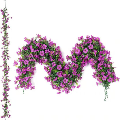 🌸 Artificial Violet Flower Garlands – 4 Pack 68" UV-Resistant Silk Flower Vines for Wedding Arch & Hanging Decor