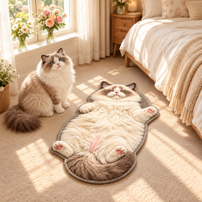 Chubby Tabby Cat Shaped Rug 🐱🤎