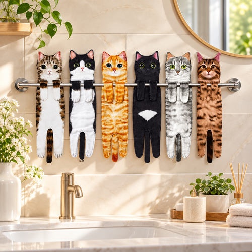 Funny Cat ＆ Dog Hand Towels