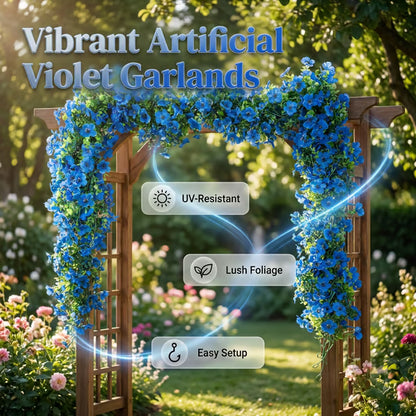 🌸 Artificial Violet Flower Garlands – 4 Pack 68" UV-Resistant Silk Flower Vines for Wedding Arch & Hanging Decor