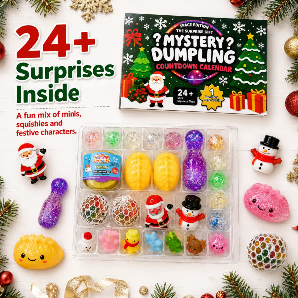 🎄 Mystery Dumpling Christmas Countdown Calendar – 24+ Squeeze Toy Surprises