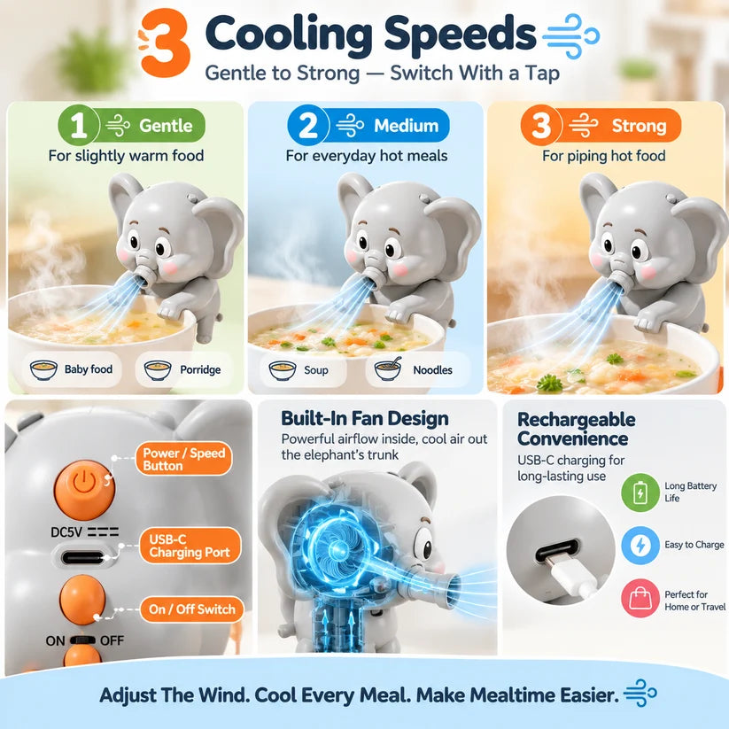 🐘 Hands-Free Food Cooling Fan