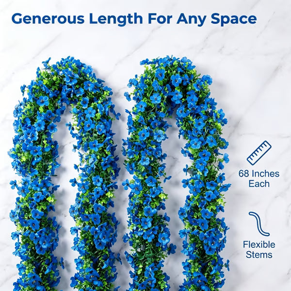 🌸 Artificial Violet Flower Garlands – 4 Pack 68" UV-Resistant Silk Flower Vines for Wedding Arch & Hanging Decor