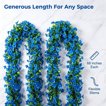 🌸 Artificial Violet Flower Garlands – 4 Pack 68" UV-Resistant Silk Flower Vines for Wedding Arch & Hanging Decor
