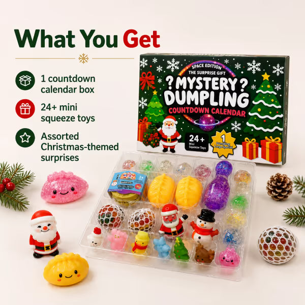 🎄 Mystery Dumpling Christmas Countdown Calendar – 24+ Squeeze Toy Surprises