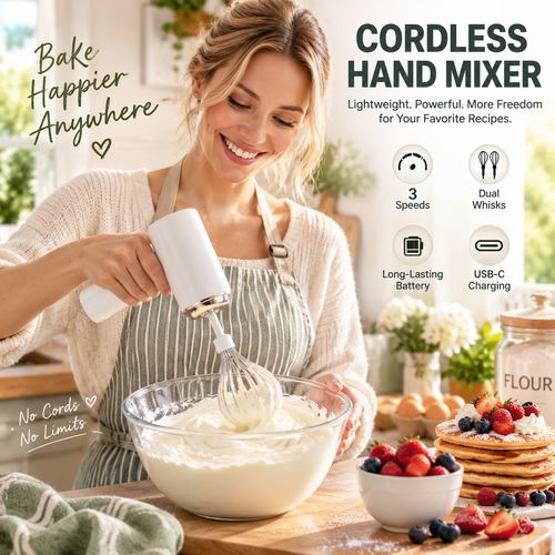 🍰 Cordless 3-Speed Hand Mixer – Portable Freedom for Every Kitchen & Beyond