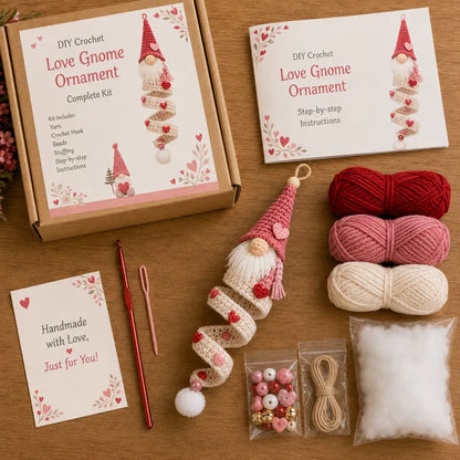🎄Cozy Gnome Crochet Ornament Kit Collection | Premium Soft Yarn, Complete Crochet Tools & 9 Charming Designs 🧶