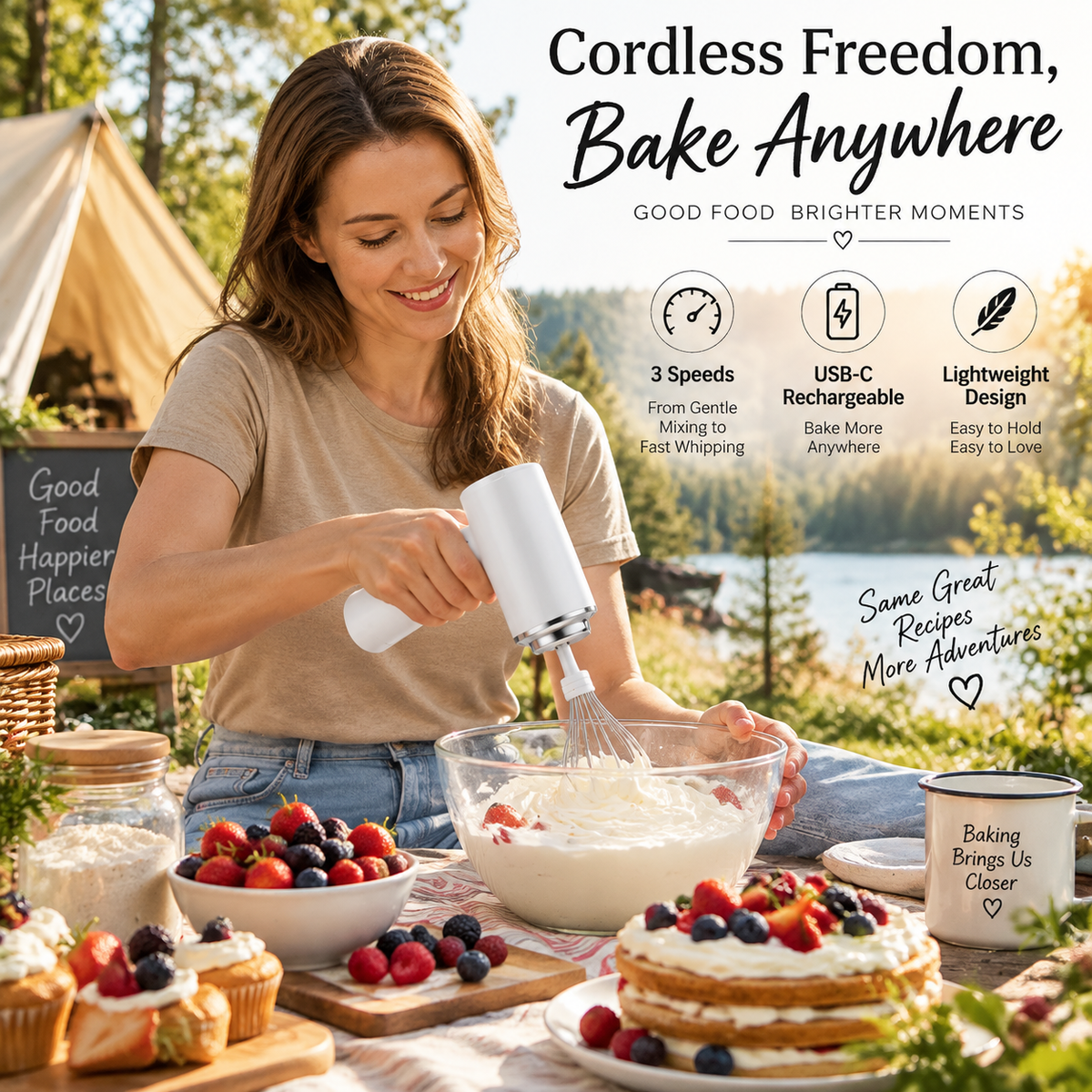 🍰 Cordless 3-Speed Hand Mixer – Portable Freedom for Every Kitchen & Beyond