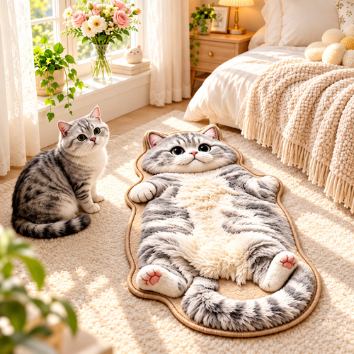 Chubby Tabby Cat Shaped Rug 🐱🤎